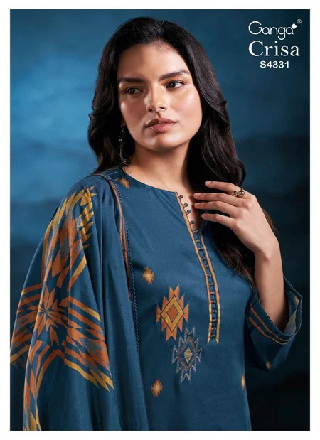 Crisa 4331 By Ganga Pure Cotton Satin Designer Salwar Suit Online Wholesale
